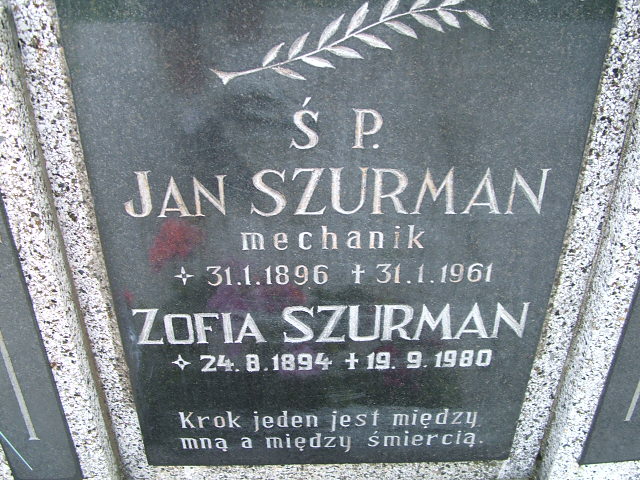 Zofia SZURMAN 1894 Goleszów - Grobonet - Wyszukiwarka osób pochowanych